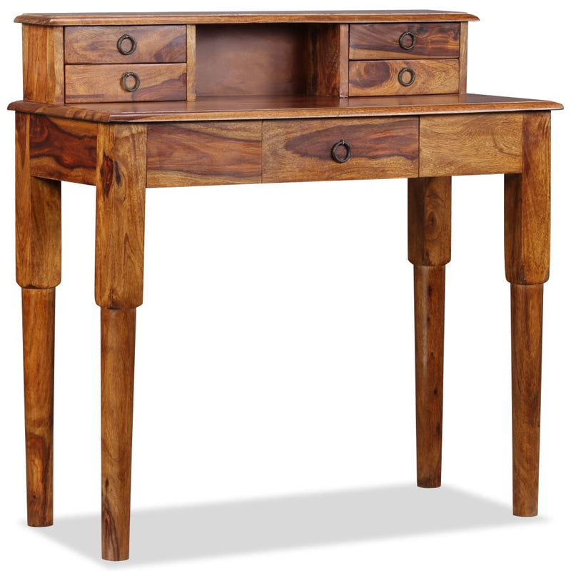 vidaXL Writing Desk with 5 Drawers Solid Sheesham Wood 90x40x90 cm