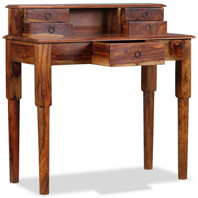 vidaXL Writing Desk with 5 Drawers Solid Sheesham Wood 90x40x90 cm