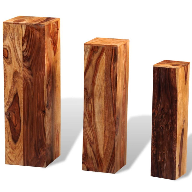 vidaXL 3 Piece Plant Stands Solid Sheesham Wood Brown