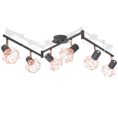vidaXL Ceiling Lamp with 6 Spotlights E14 Black and Copper