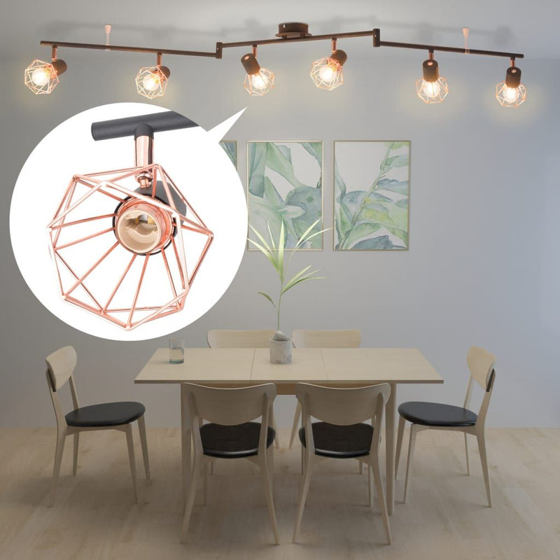 vidaXL Ceiling Lamp with 6 Spotlights E14 Black and Copper