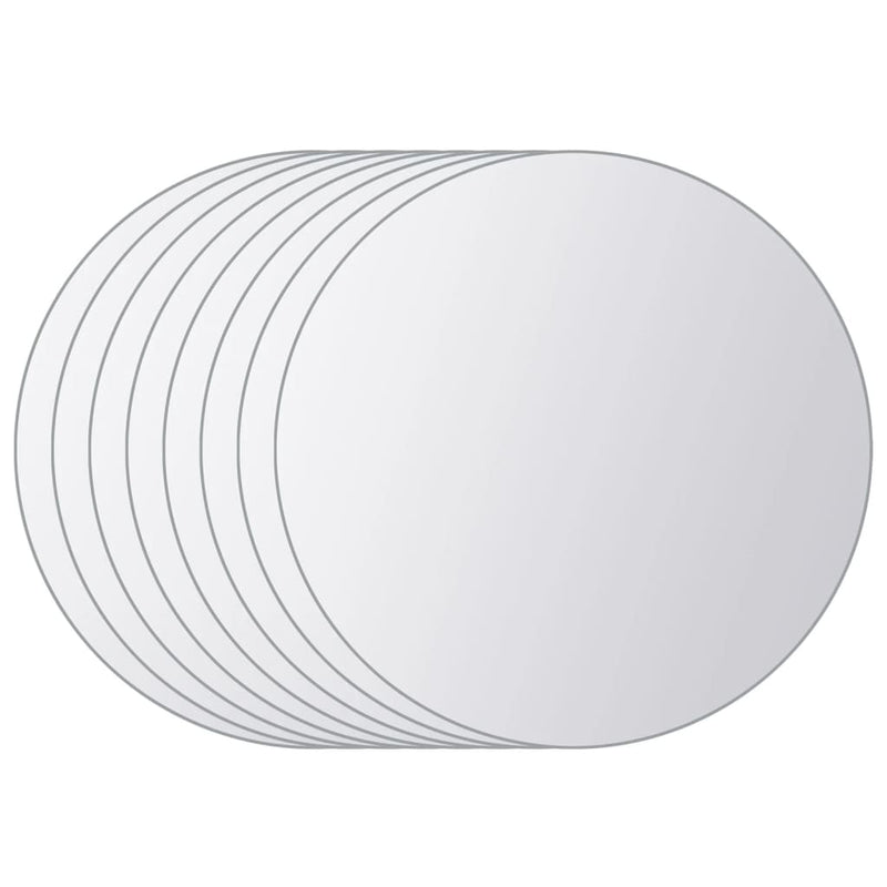 vidaXL 8 pcs Mirror Tiles Round Glass