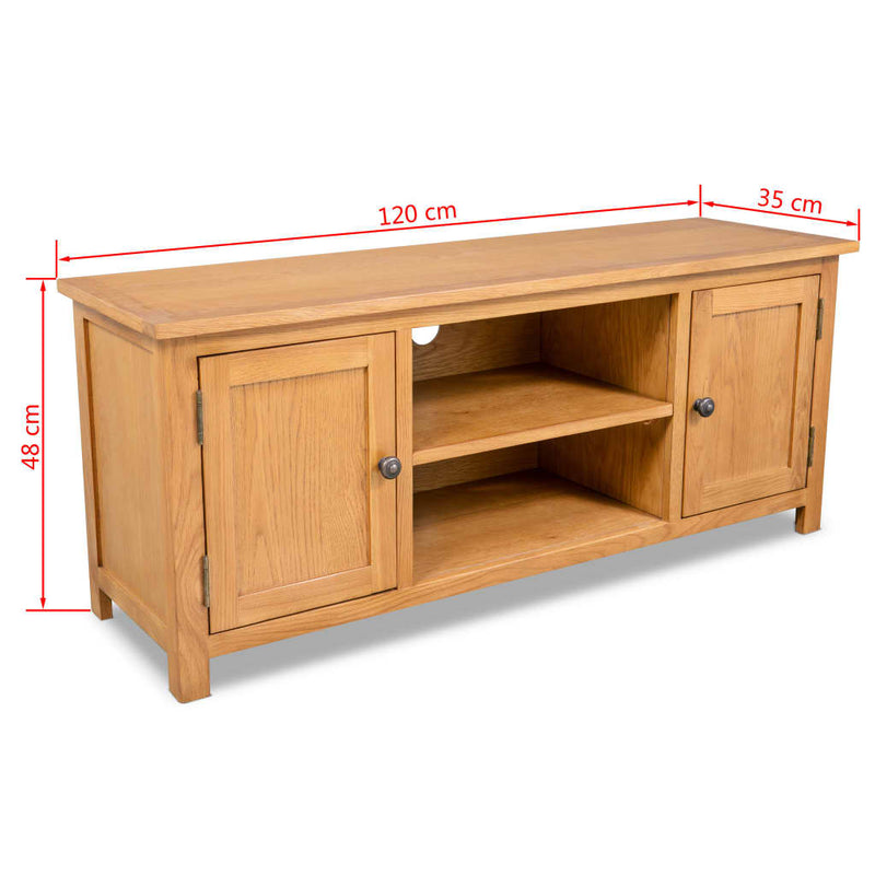 vidaXL TV Cabinet 120x35x48 cm Solid Oak Wood