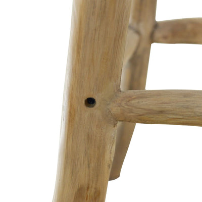 vidaXL Bar Stool Real Leather and Solid Teak Wood
