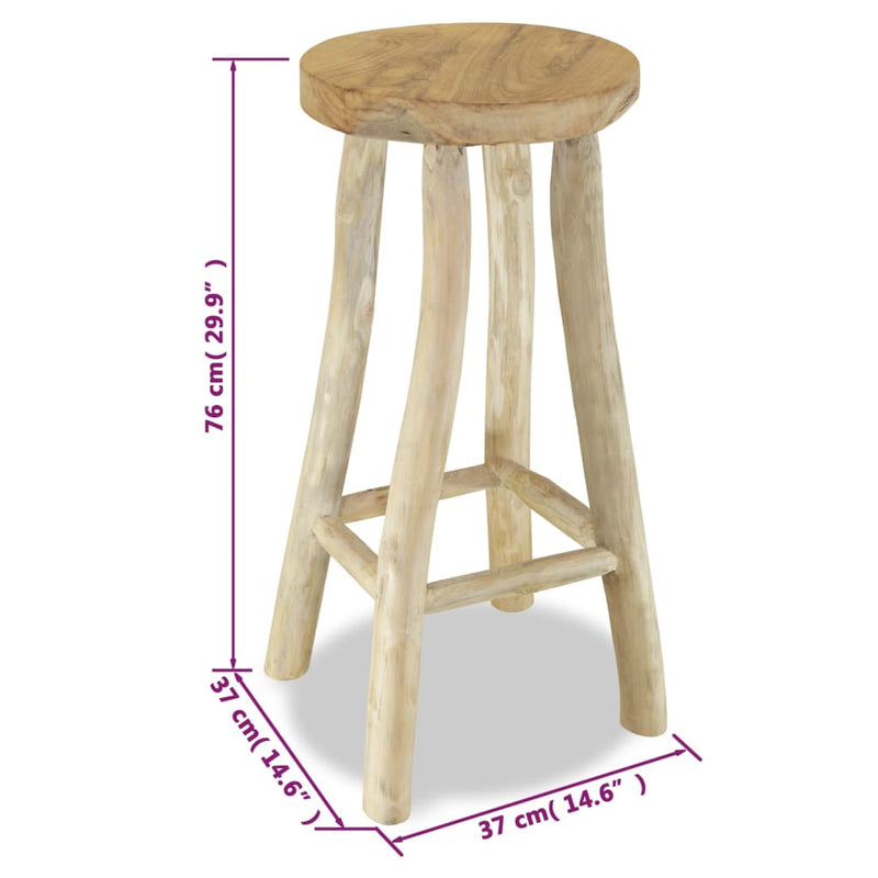 vidaXL Bar Stool Solid Teak Wood