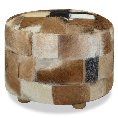 vidaXL Pouffe Genuine Leather Round 50x50x45 cm