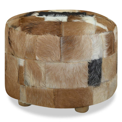 vidaXL Pouffe Genuine Leather Round 50x50x45 cm
