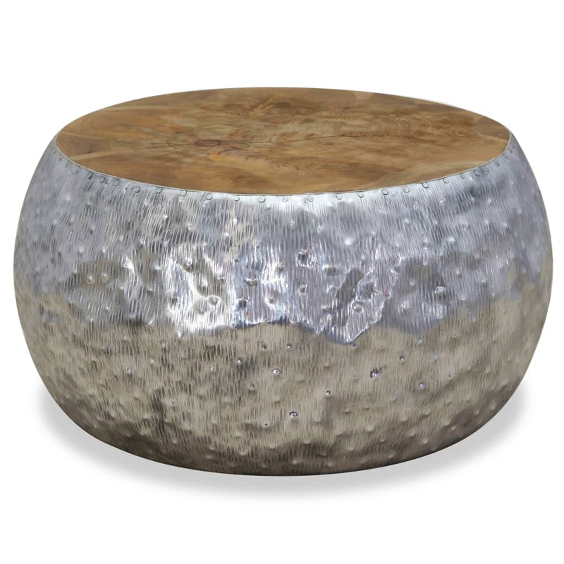 vidaXL Coffee Table Aluminium Teak 60x60x30 cm