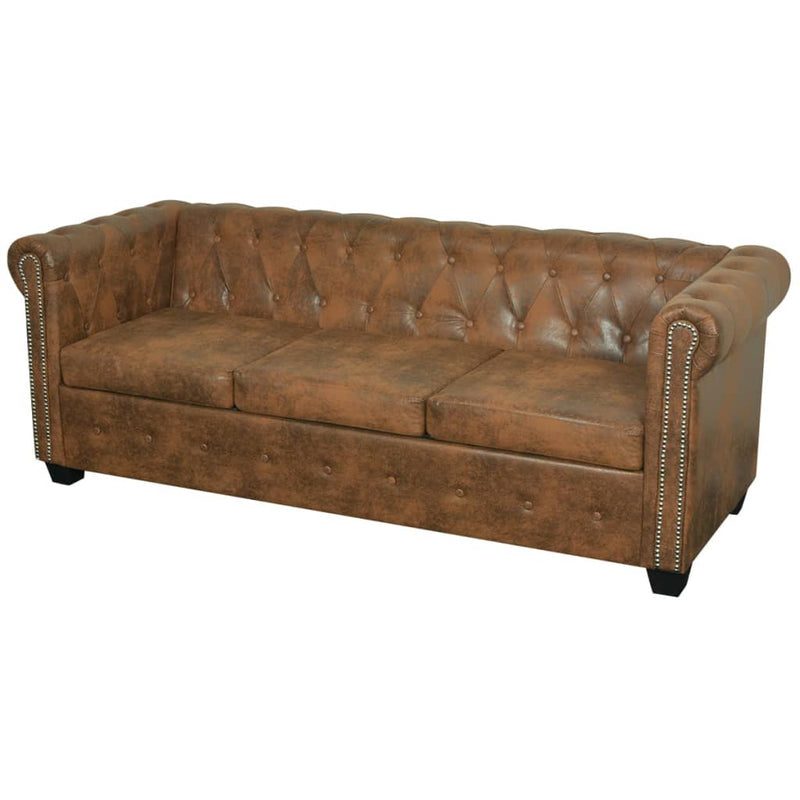 vidaXL Chesterfield 2-Seater and 3-Seater Sofa Set Brown
