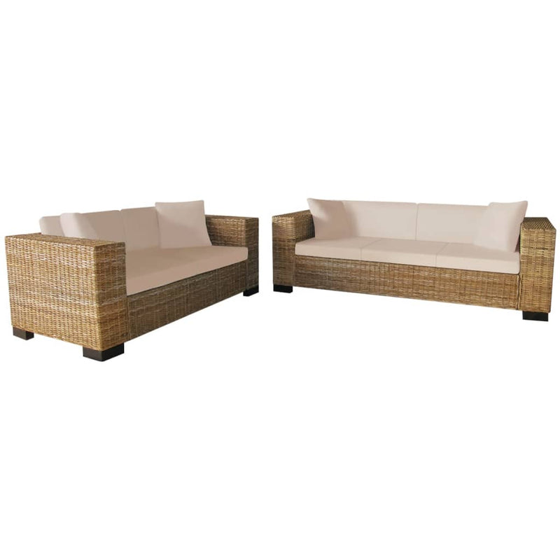 vidaXL 2-Seater and 3-Seater Sofa Set Real Rattan