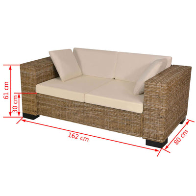 vidaXL 2-Seater and 3-Seater Sofa Set Real Rattan