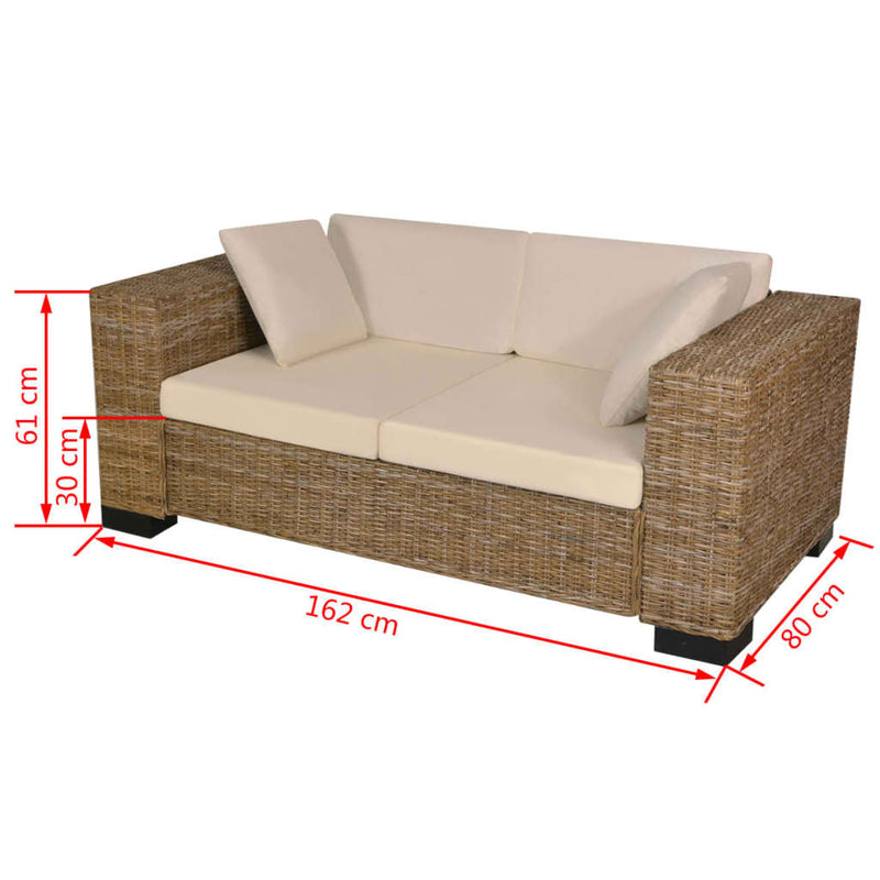 vidaXL 2-Seater and 3-Seater Sofa Set Real Rattan