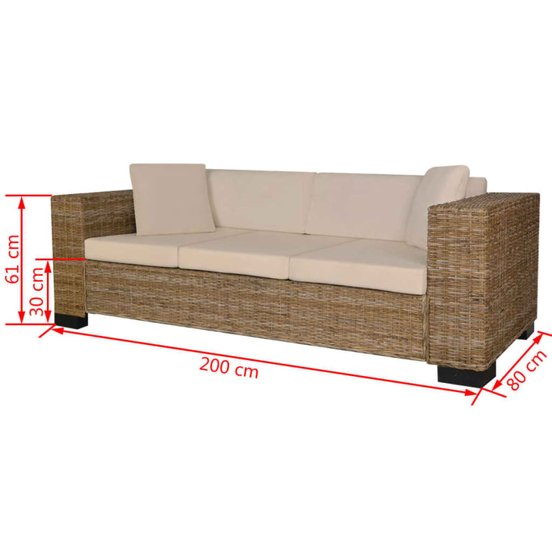 vidaXL 2-Seater and 3-Seater Sofa Set Real Rattan