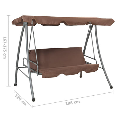 vidaXL Outdoor Swing Bench with Canopy Coffee
