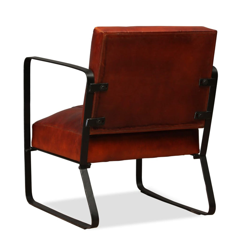 vidaXL Lounge Chair Brown Genuine Leather and Canvas
