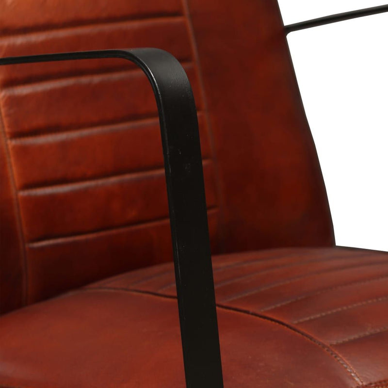 vidaXL Lounge Chair Brown Genuine Leather and Canvas