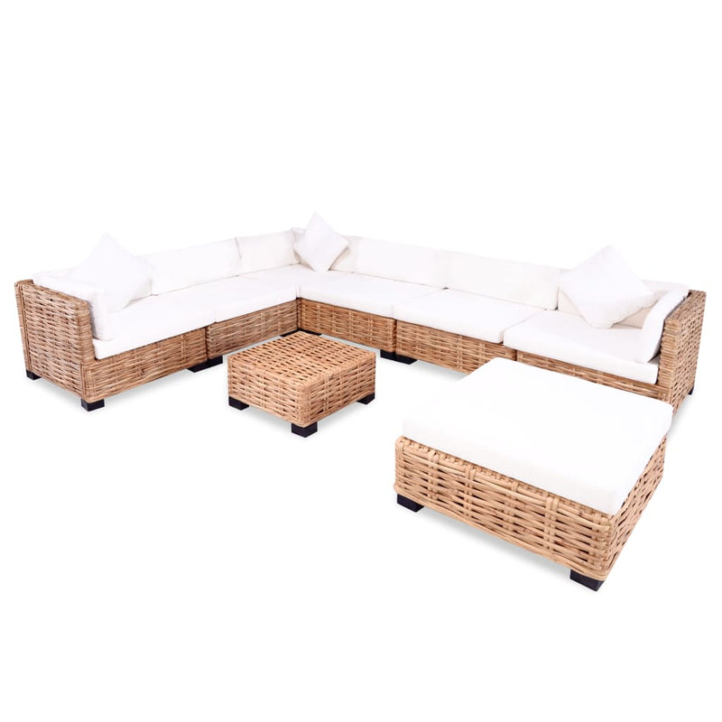 vidaXL Sofa Set 27 Pieces Natural Rattan