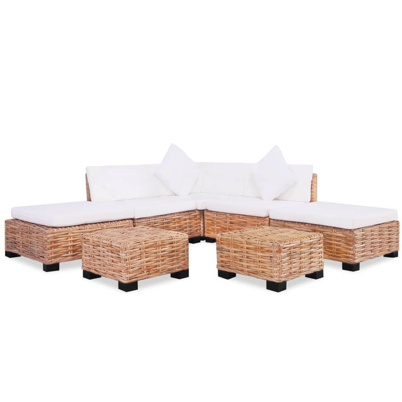 vidaXL Sofa Set 18 Pieces Natural Rattan