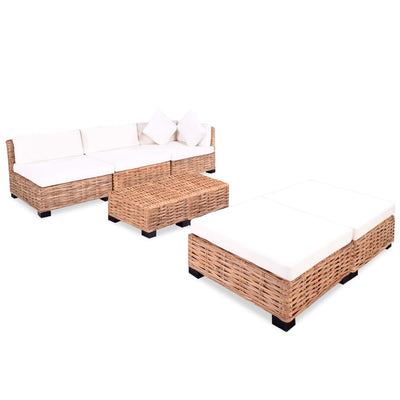vidaXL Sofa Set 18 Pieces Natural Rattan