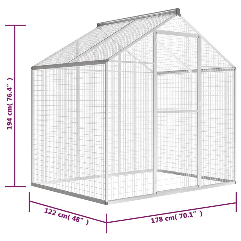 vidaXL Outdoor Aviary Aluminium 178x242x192 cm