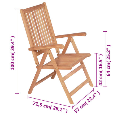 vidaXL Reclining Garden Chairs 2 pcs Solid Teak Wood