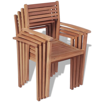 vidaXL Stackable Garden Chairs 4 pcs Solid Teak Wood