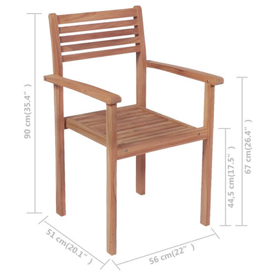 vidaXL Stackable Garden Chairs 4 pcs Solid Teak Wood
