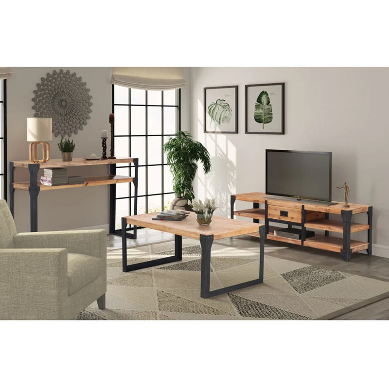 vidaXL Three Piece Living Room Furniture Set Solid Acacia Wood