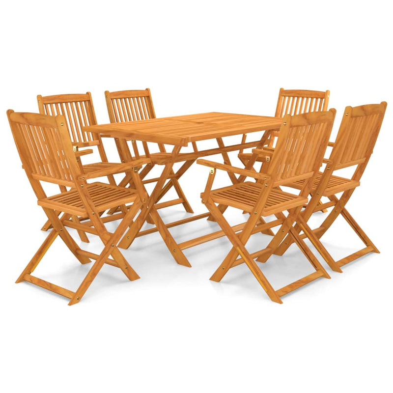 vidaXL 7 Piece Folding Outdoor Dining Set Solid Acacia Wood