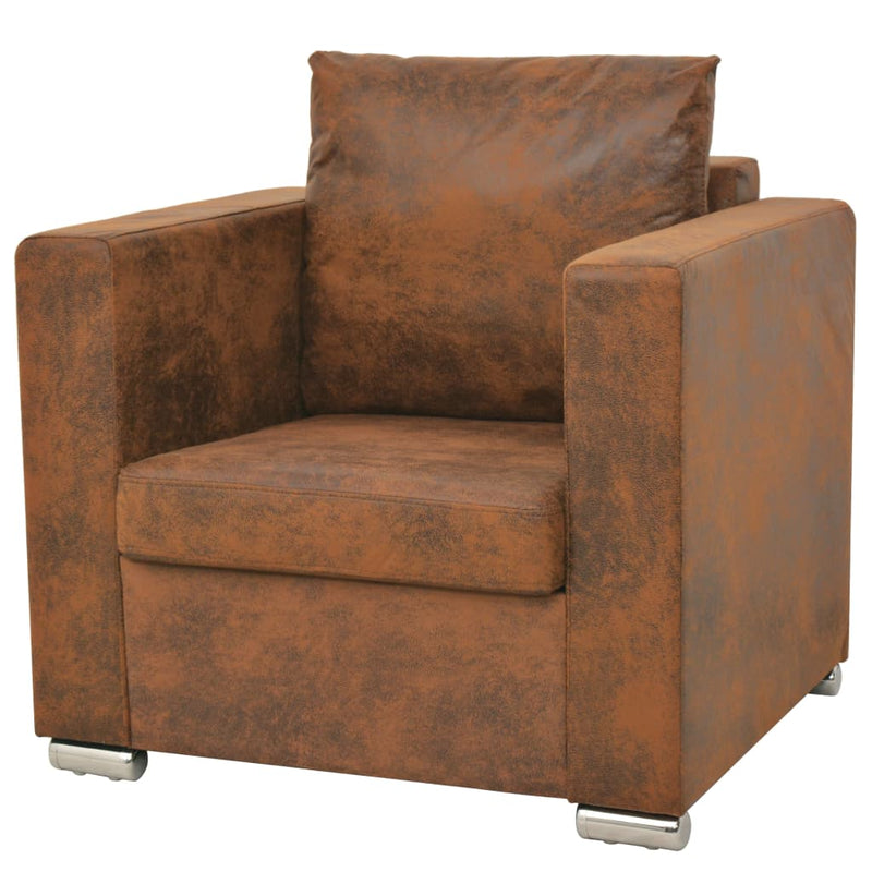 vidaXL Armchair Brown Faux Suede Leather