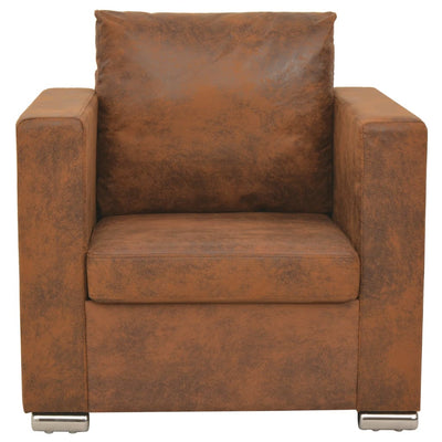 vidaXL Armchair Brown Faux Suede Leather