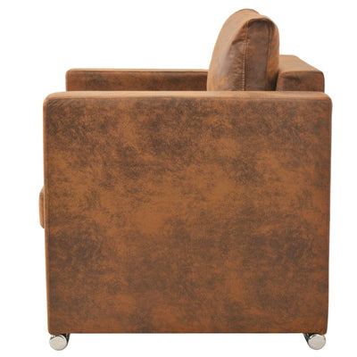 vidaXL Armchair Brown Faux Suede Leather