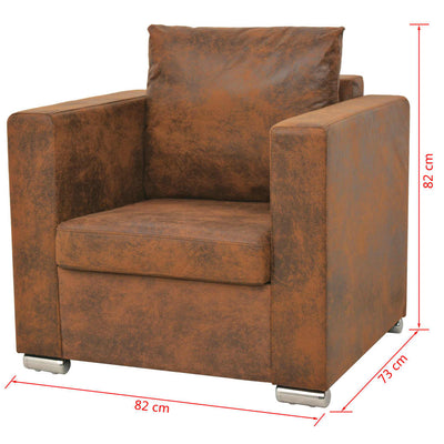 vidaXL Armchair Brown Faux Suede Leather