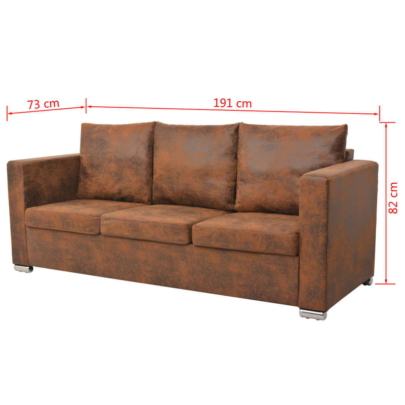 vidaXL 3-Seater Sofa 191x73x82 cm Artificial Suede Leather