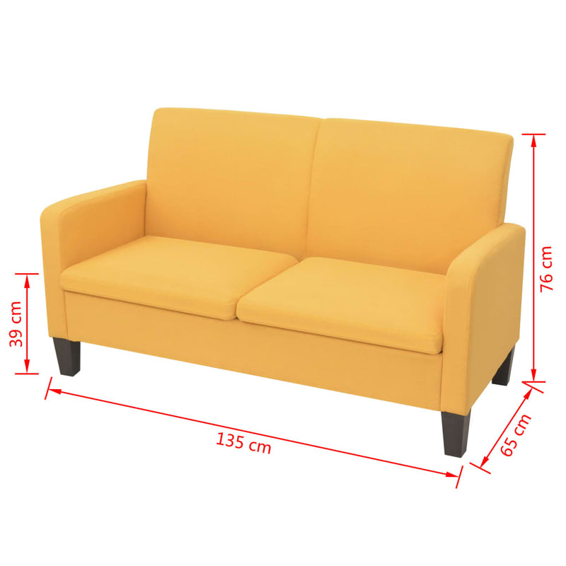 vidaXL 2-Seater Sofa 135x65x76 cm Yellow