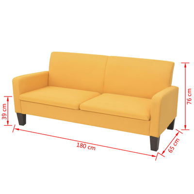 vidaXL 3-Seater Sofa 180x65x76 cm Yellow