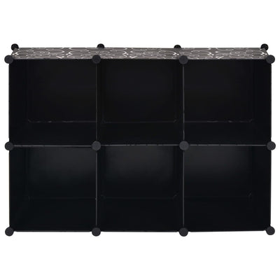 vidaXL Storage Cube Organiser with 6 Compartments Black