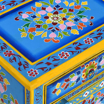 vidaXL Bedside Cabinet Solid Mango Wood Pink Hand Painted