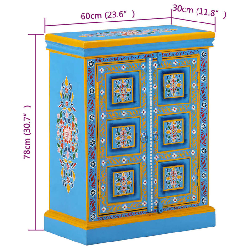 vidaXL Sideboard Solid Mango Wood Turquoise Hand Painted