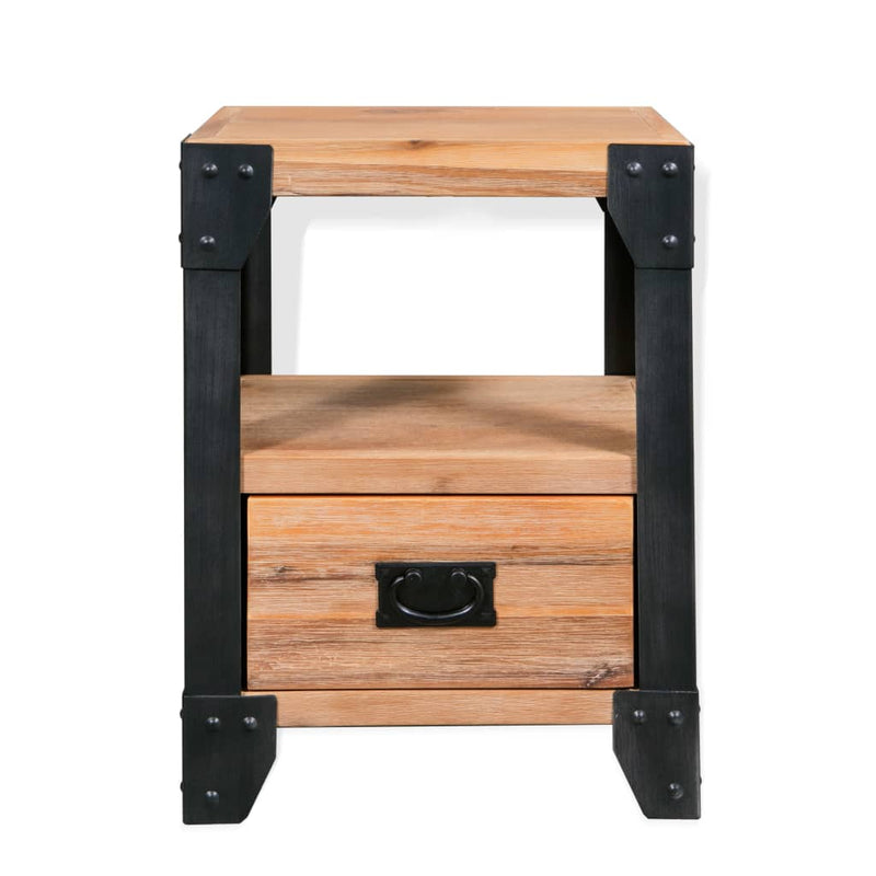 vidaXL Nightstand Solid Acacia Wood Steel 40x30x54 cm