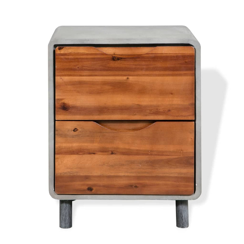 vidaXL Nightstand Concrete Solid Acacia Wood 40x30x50 cm