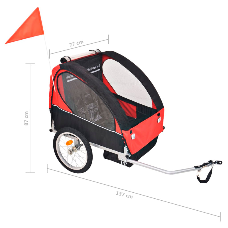 vidaXL Bike Trailer Red and Black 30 kg