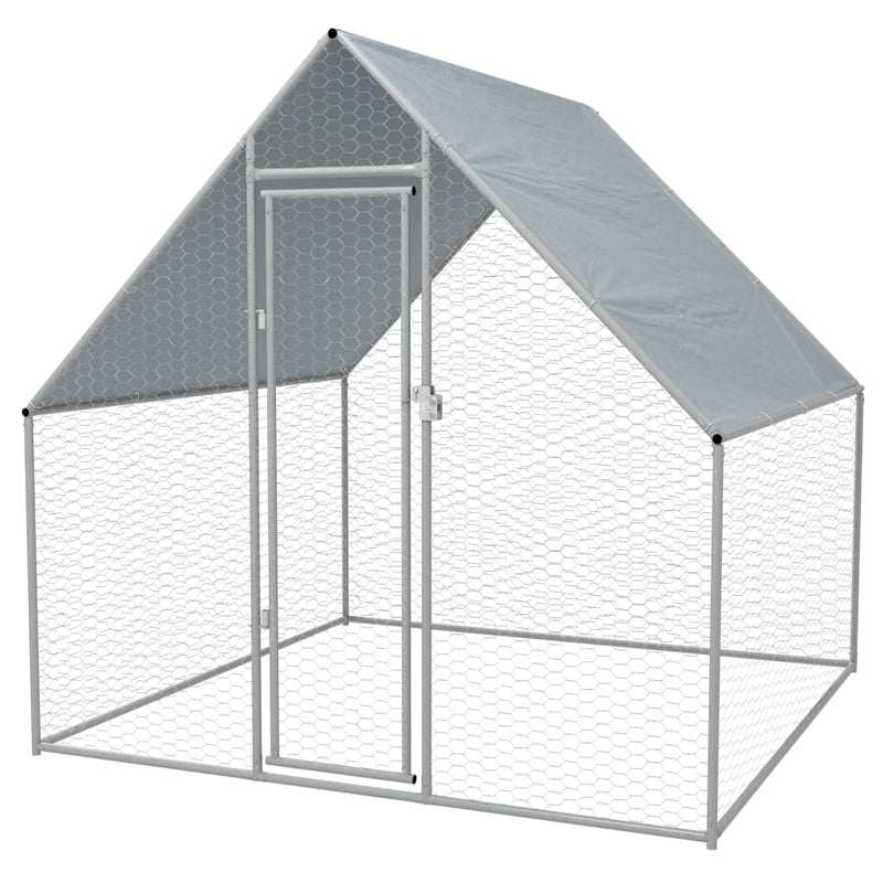 vidaXL Outdoor Chicken Cage Galvanised Steel 2x2x1.92 m