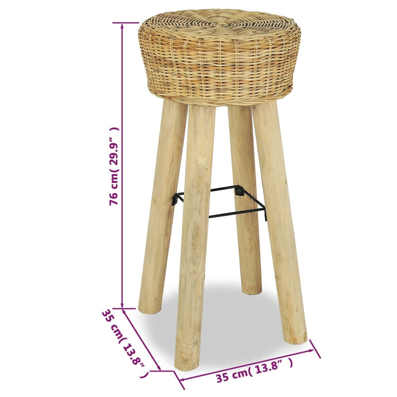 vidaXL Bar Stools 2 pcs Natural Rattan