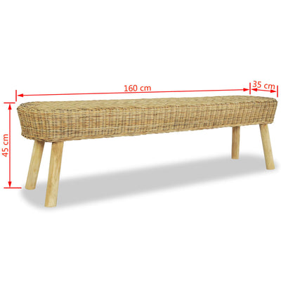 vidaXL Hall Bench 110x35x45 cm Natural Rattan