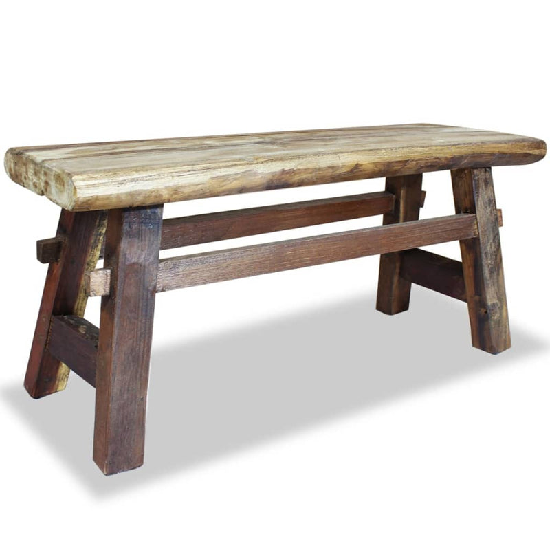 vidaXL Bench Mixed Recycled Wood and Solid Teak 100x28x43 cm
