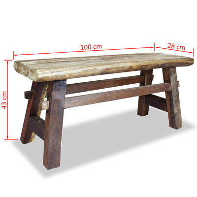 vidaXL Bench Mixed Recycled Wood and Solid Teak 100x28x43 cm