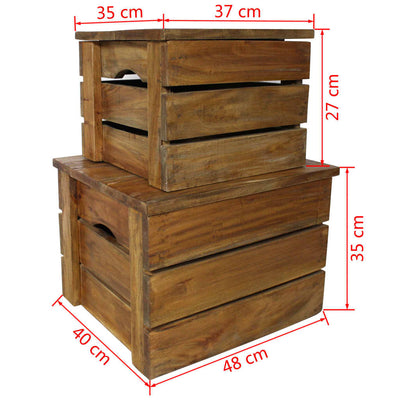 vidaXL Storage Crate Set 2 Pieces Solid Mahogany Wood