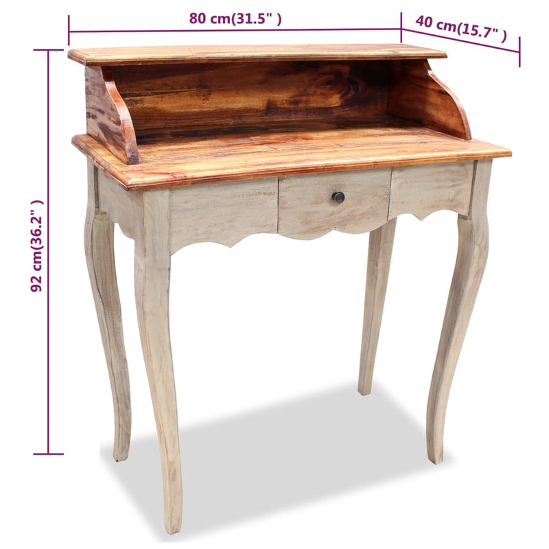 vidaXL Writing Desk Solid Mahogany Wood 80x40x92 cm