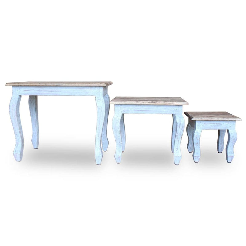 vidaXL Nesting Table Set 3 Pieces Solid Mahogany Wood